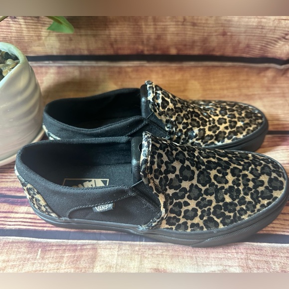 Vans Shoes - Vans Black and Leopard Slip-On Shoes